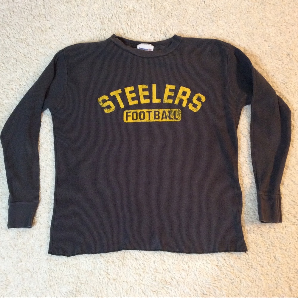 Mens PGH Steelers thermal distress logo shirt sz L - Picture 1 of 8